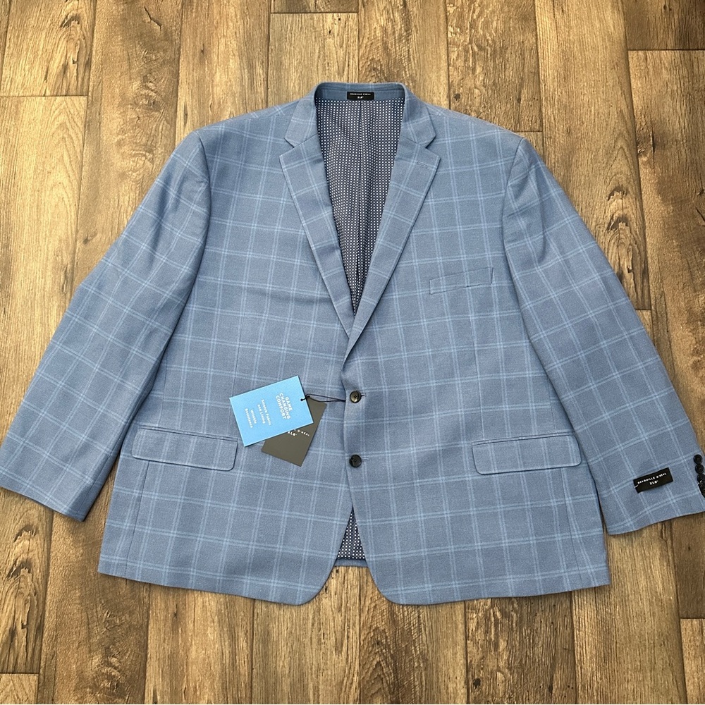 Shaquille O’Neal XLG Stretch Suit Jacket Blazer Men’s Size 58 Reg Blue